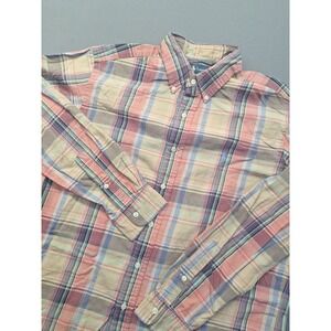 Polo Ralph Lauren Mens Large Pink Blue Purple Beige Plaid Pony Colorful Preppy